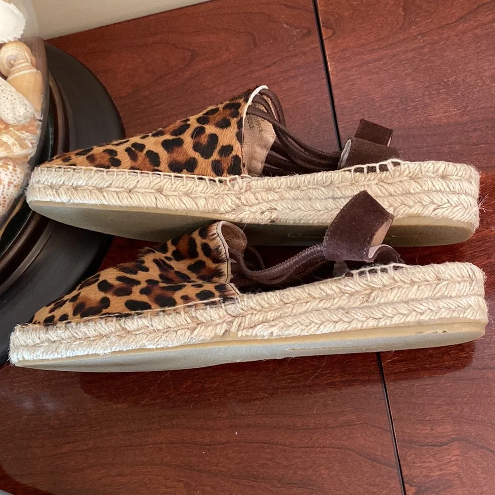 Picon Leopard Print SZ 9 Safari Chic Boho Chic Calf Hair Espadrille Sandal Shoes